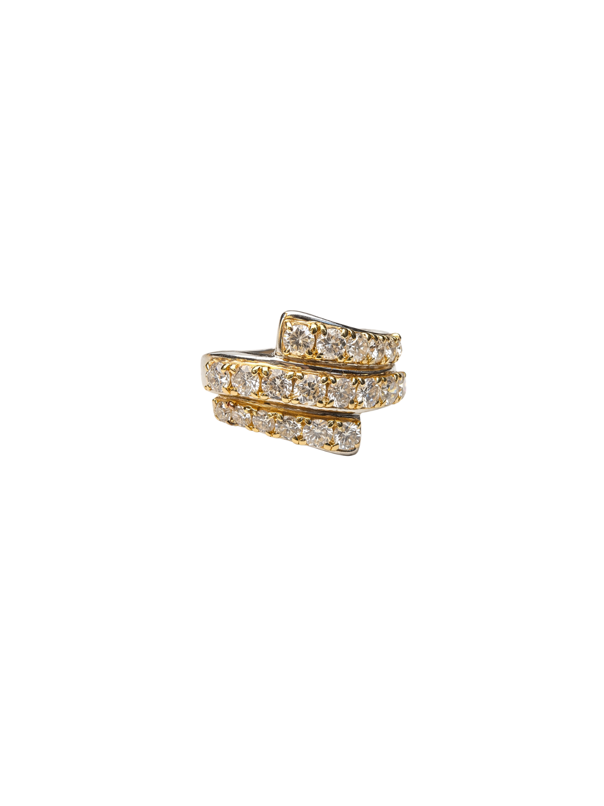 1.40ct Diamond 18K Gold Platinum Multi Row Ring