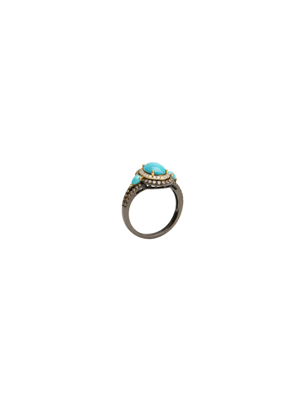3.78ct Diamond Turquoise 14K Gold Halo Ring