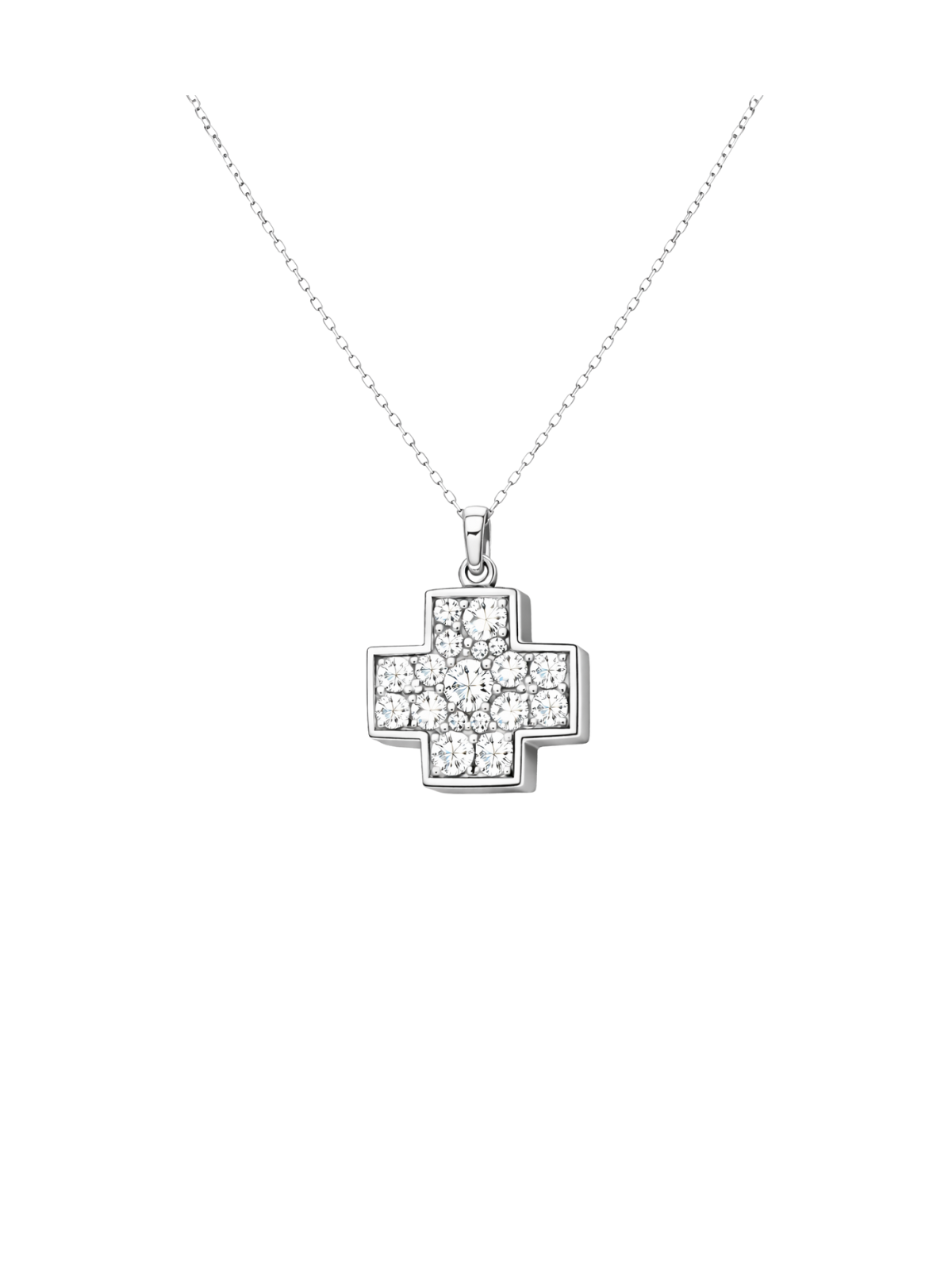 0.30ct Diamond 18K Gold Cross Pendant Chain Necklace