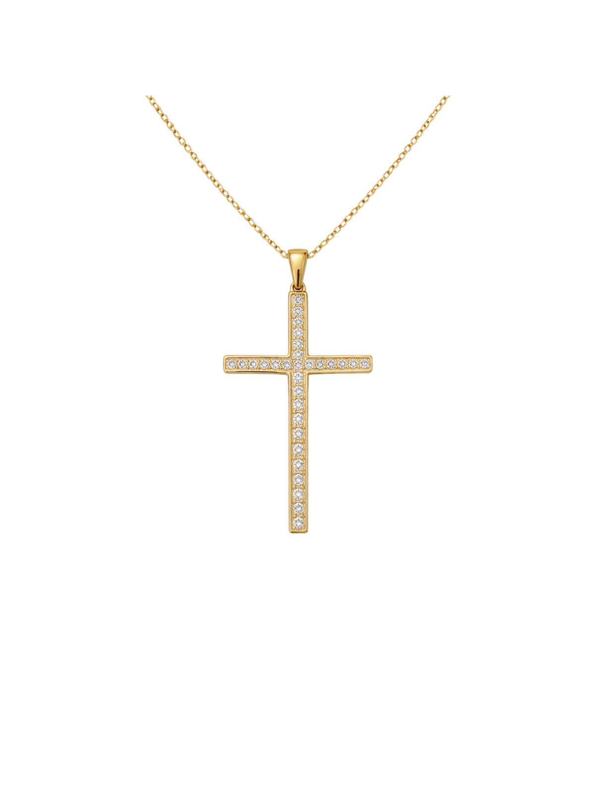 0.32ct Diamond 14K Gold Cross Pendant Chain Necklace