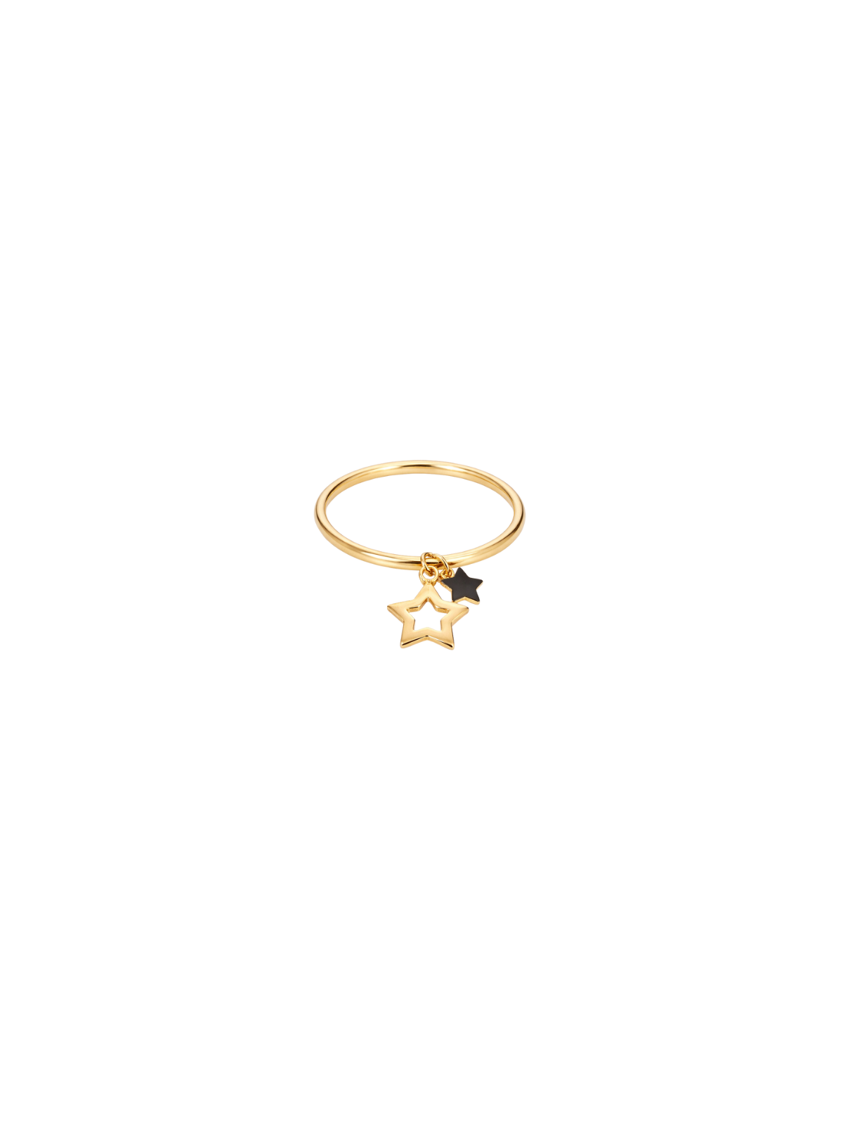 14K Gold Two Star Drop Dainty Ring