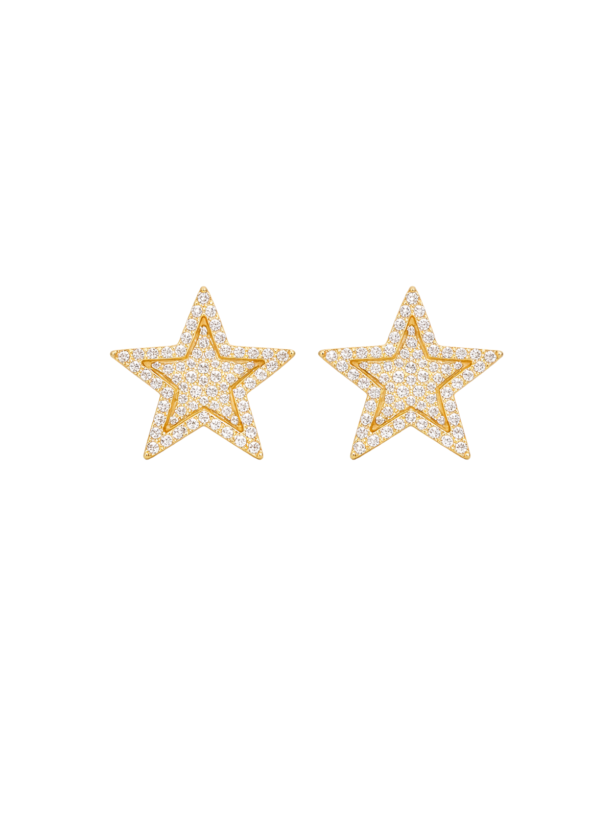 2.10ct Diamond 14K Gold Pave Star Earrings