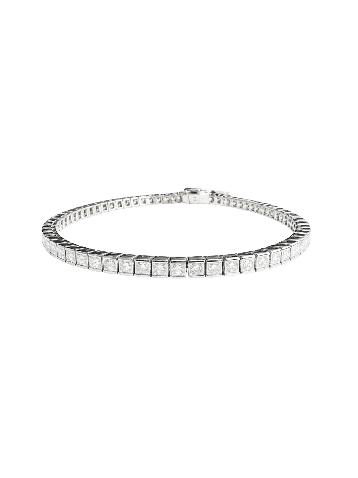 4.50ct Princess Cut Diamond 18K Gold Half Bezel Tennis Bracelet