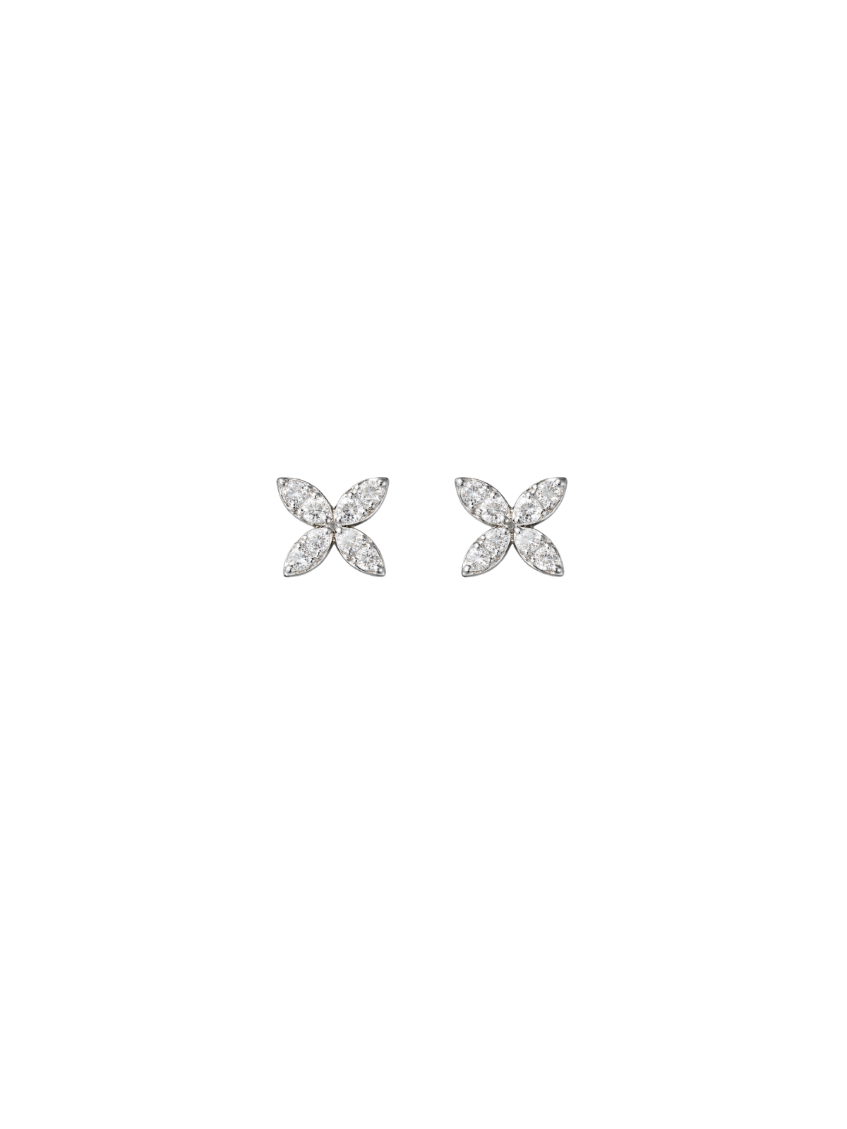 0.32ct Diamond 14K Gold Flower Stud Earrings