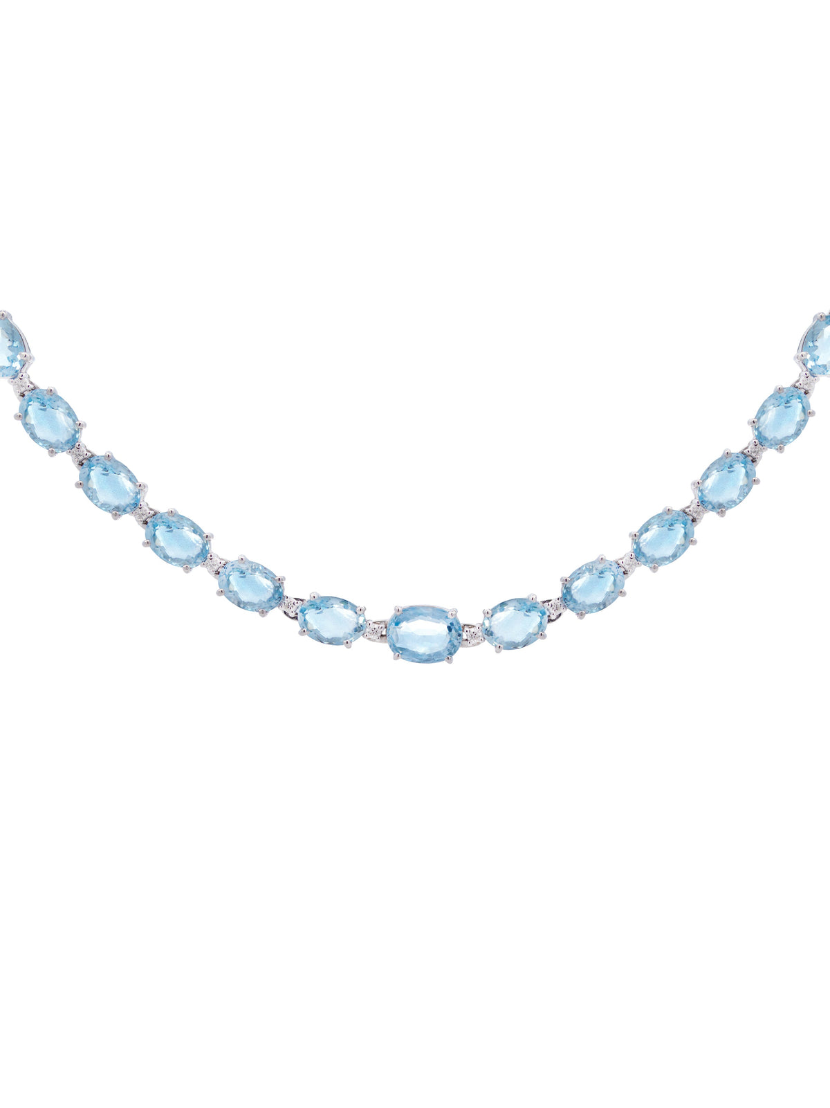 32.57ct Diamond Aquamarine 18K Gold Tennis Necklace