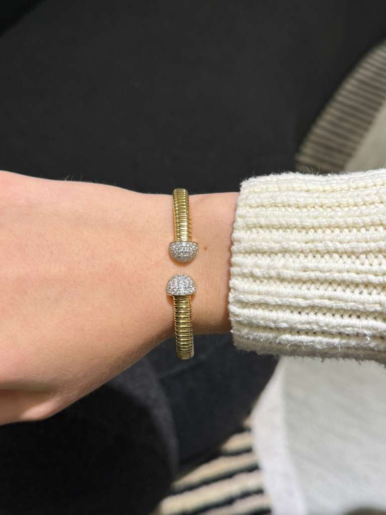 1.04ct Diamond 14K Italian Gold Cuff Bracelet