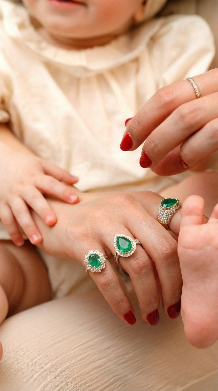 3.20ct Diamond Emerald 14K Gold Halo Cocktail Ring