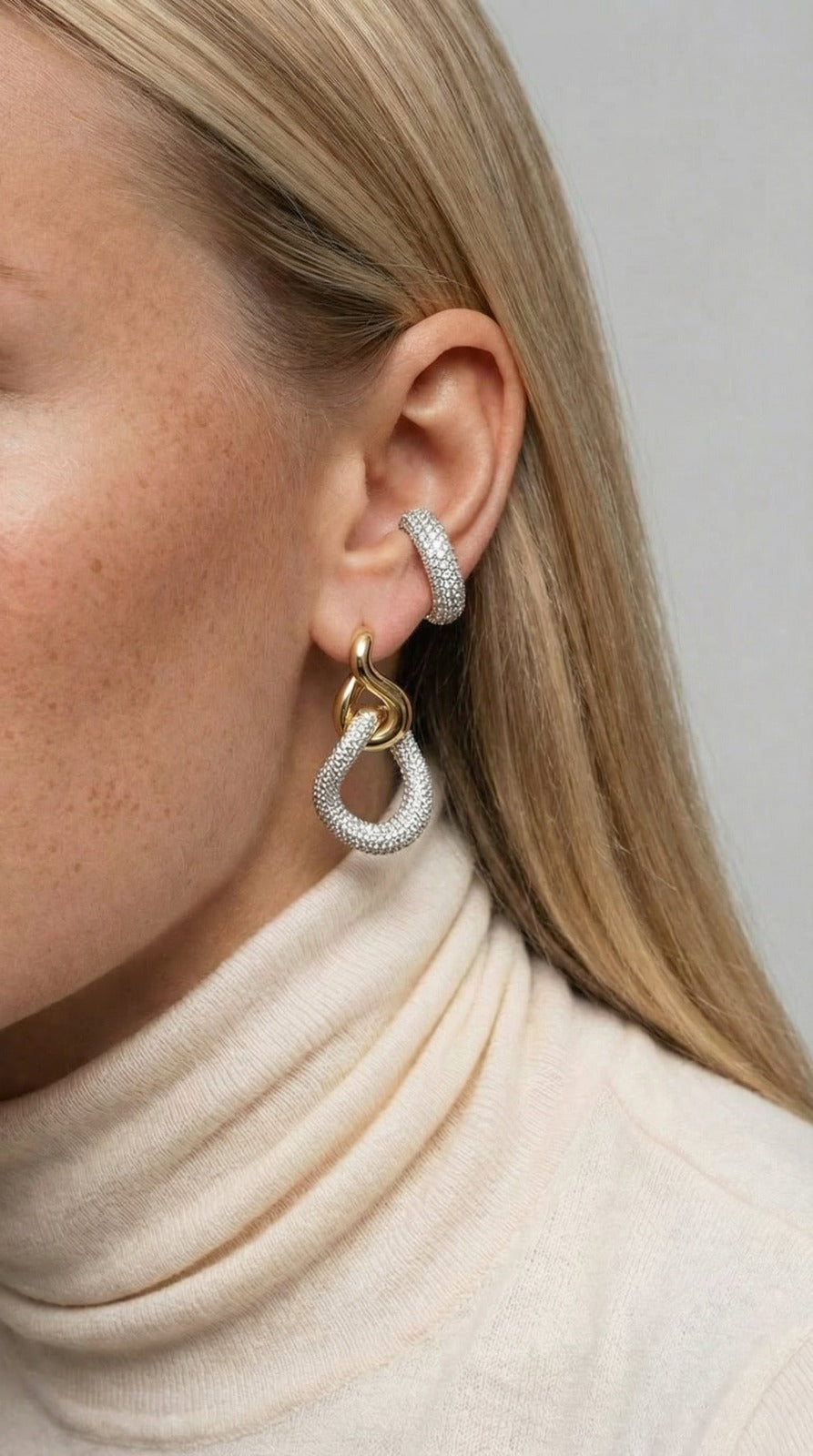 4.33ct Diamond 14K Gold Pave Statement Earrings