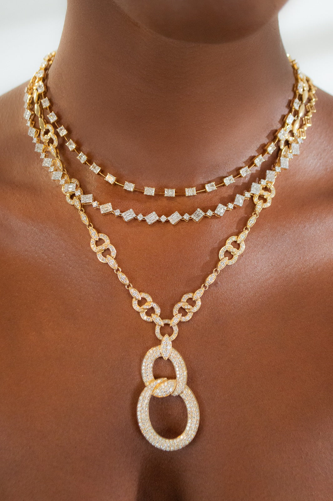 5.80ct Diamond 14K Gold Statement Pendant Necklace
