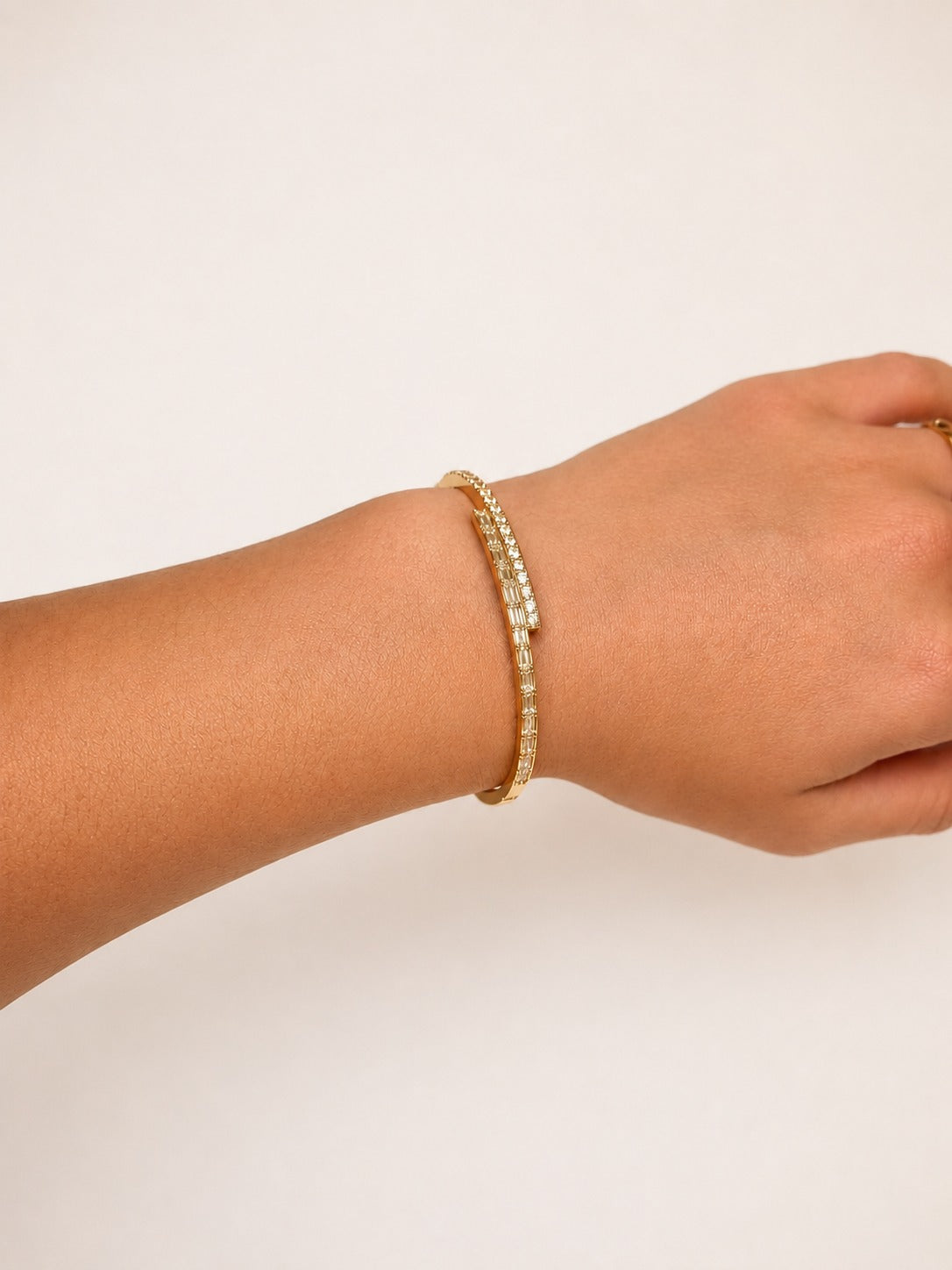 2.07ct Diamond 14K Gold Bypass Bangle Bracelet
