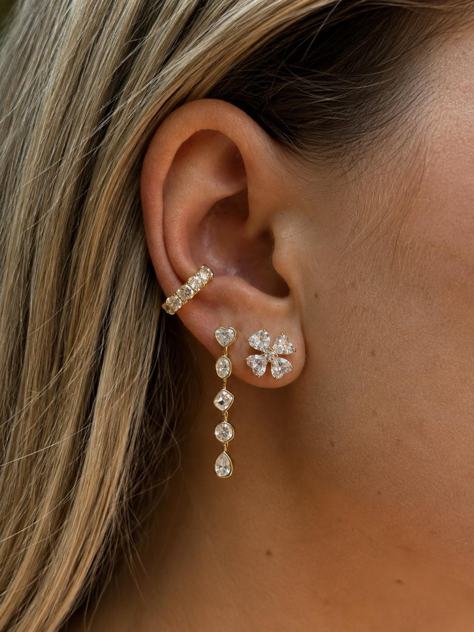 1.88ct Diamond 14K Gold Multi Shape Bezel Dangle Earrings